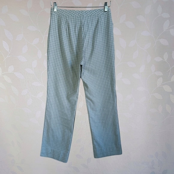 Vintage Esprit High Rise Straight Leg Preppy Academia Plaid Trouser Sage Green - Picture 9 of 16